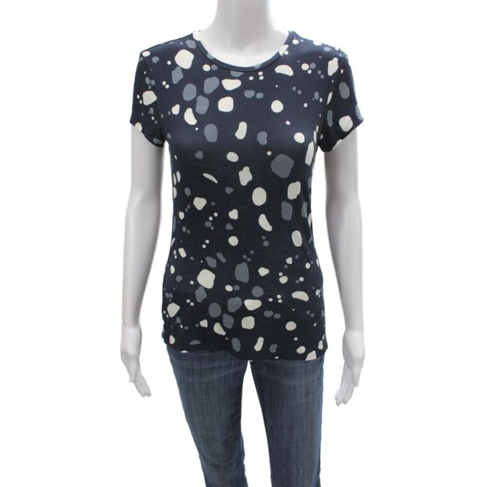 Ted Baker London Women Black Polka Dot T-Shirt Crew Neck Short Sleeve Size 1